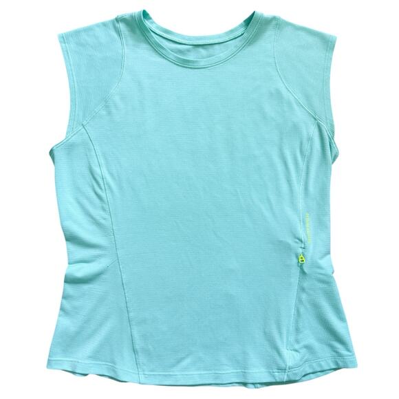 Lululemon Cap Sleeve Hiking Tank Top Wild Mint Zip Pocket Athletic Outdoors - Picture 1 of 6